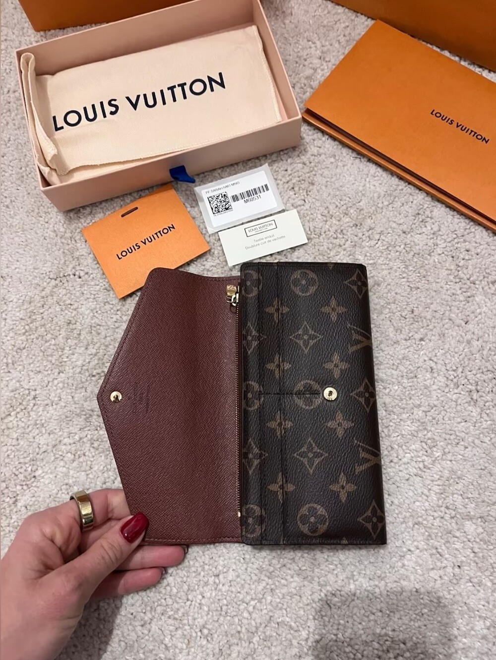 Louis Vuitton Monogram Canvas Envelope Wallet in Monogram Brown with Gold Snap